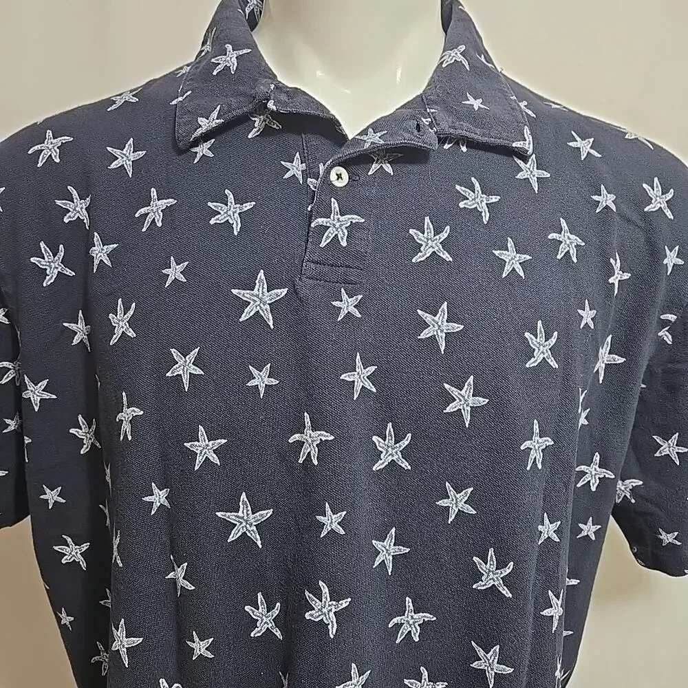 Vintage Polo Ralph Lauren Polo Shirt Mens Size XXL Navy Starfish All Over Print